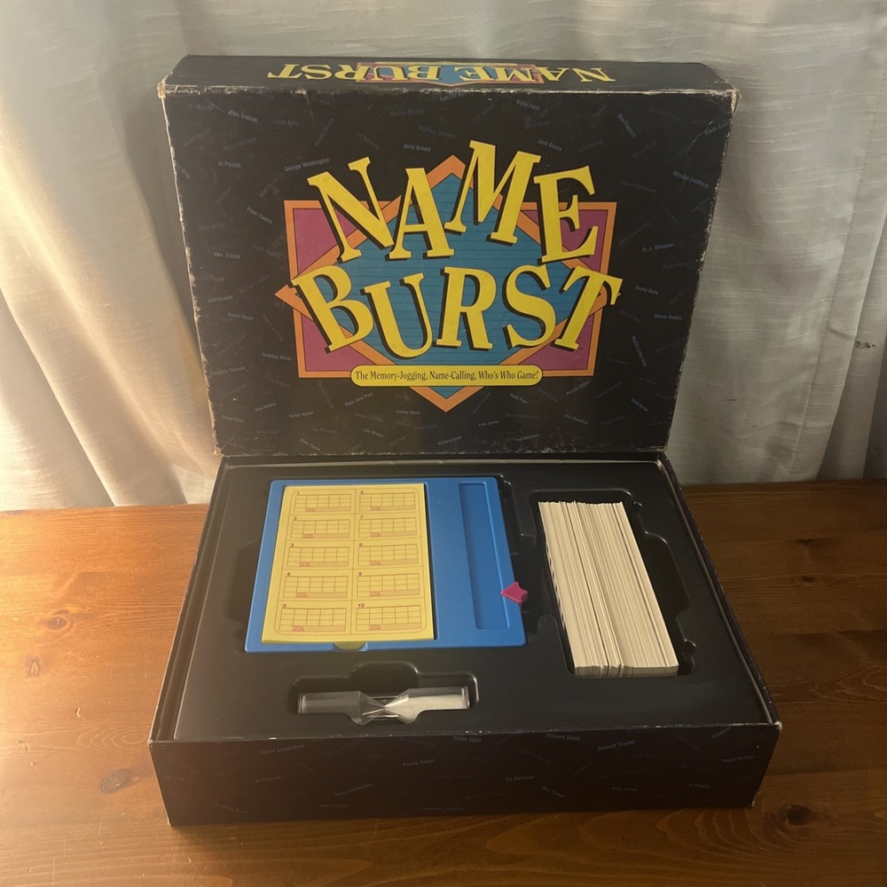 Vintage 1992 Hersch NAMEBURST Board Game Memory Jogging Name Calling